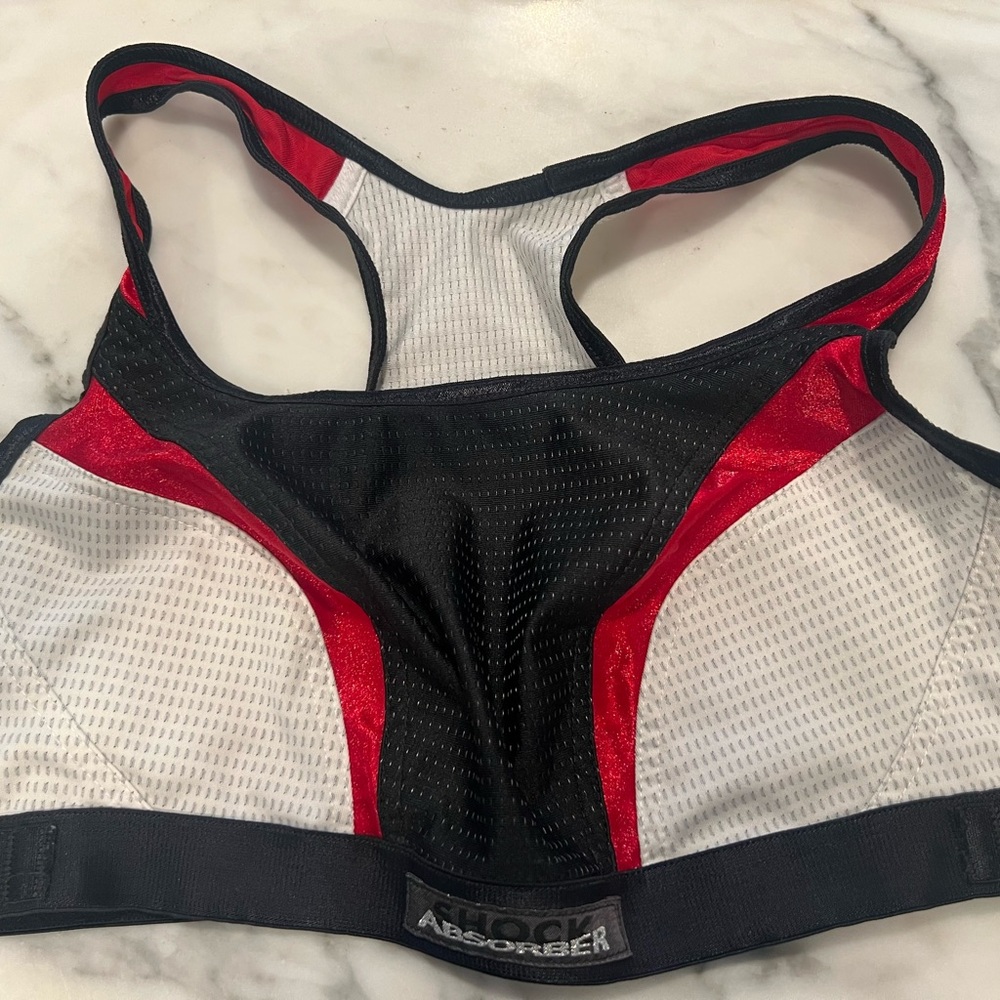 Victoria's Secret Shock Absorber  Black and Red Racerback Sports Bra 36B